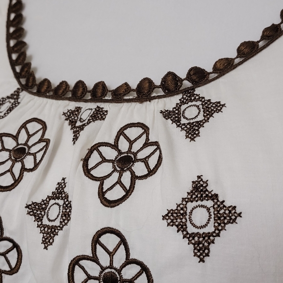 Tory Burch tunic peasant embroidered cotton travel top - Picture 2 of 12